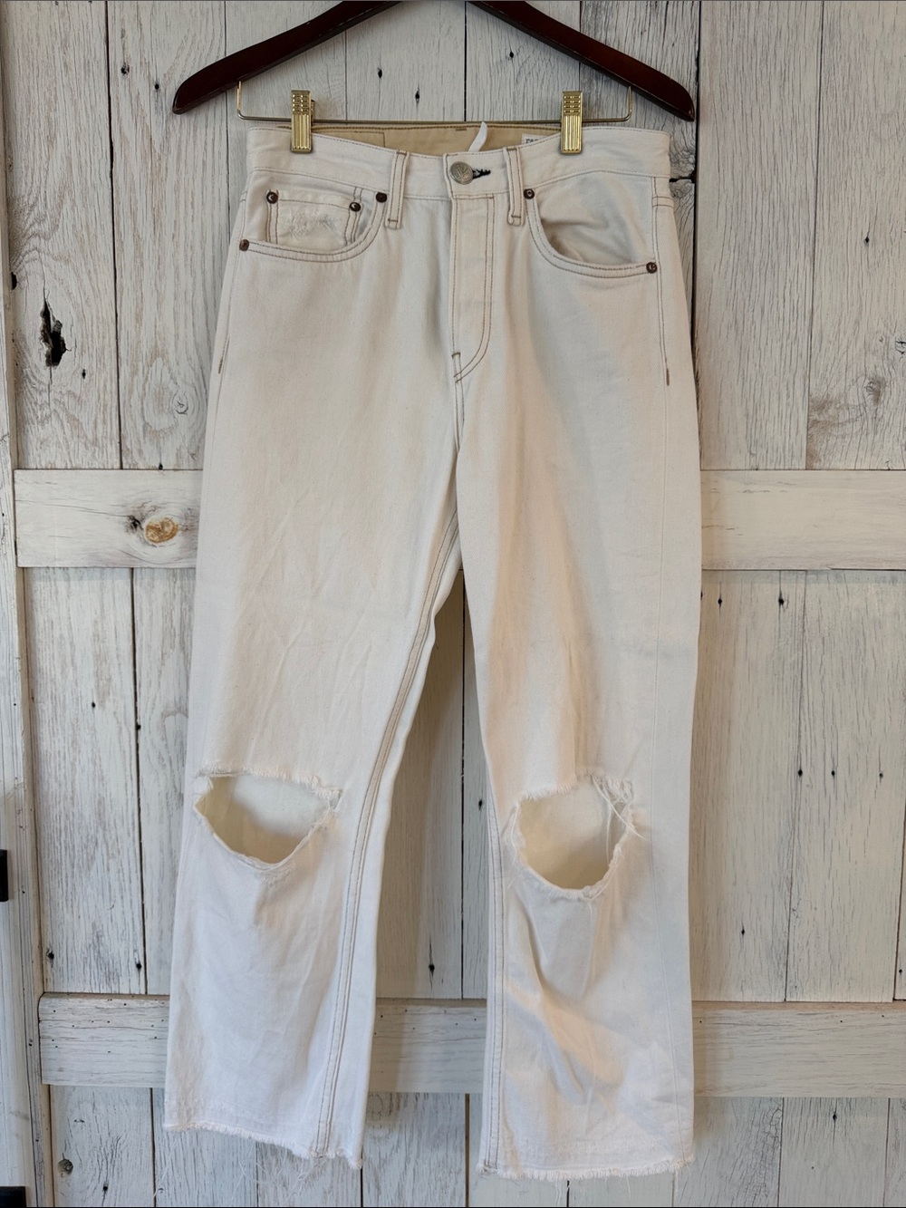 rag & bone White Distressed Boyfriend Jeans